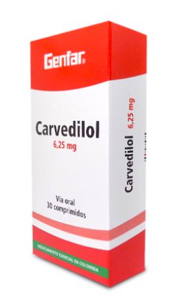 CARVEDILOL 6,25mg  X 30 TABLETAS  (GENFAR)