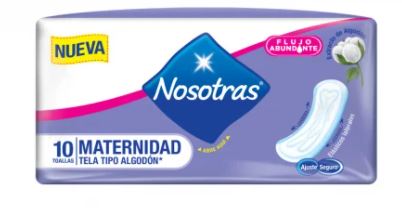 TOALLAS INTIMAS NOSOTRAS MATERNIDAD X 10 UNIDADES