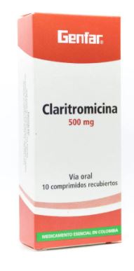 CLARITROMICINA 500MG X 10 TABLETAS (GENFAR)
