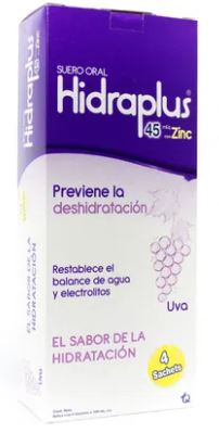 HIDRAPLUS 45 CON ZINC CAJA X 4 SACHETS SABOR A UVA