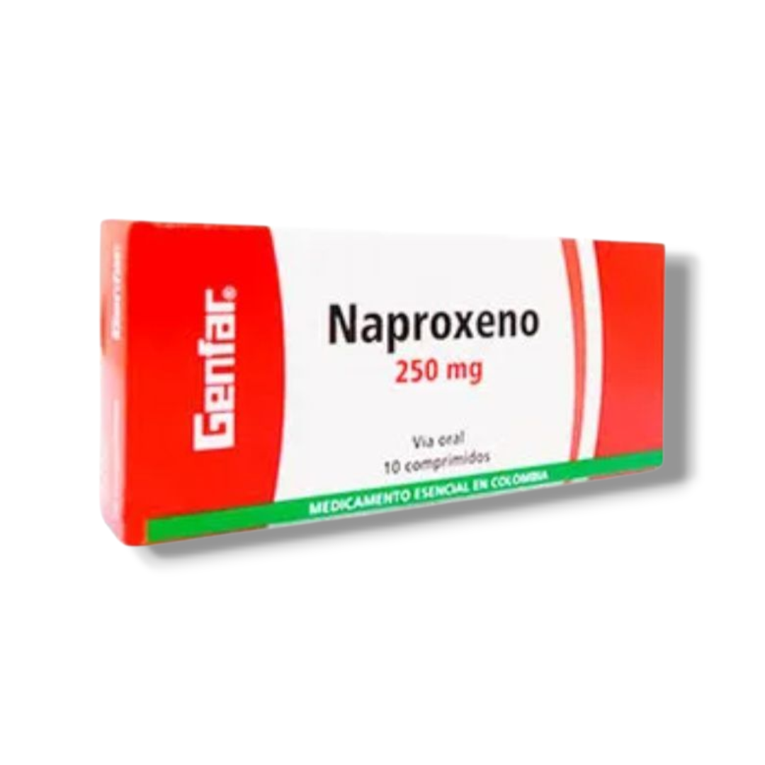 NAPROXENO 250 mg CAJA X 10 TABLETAS GENFAR