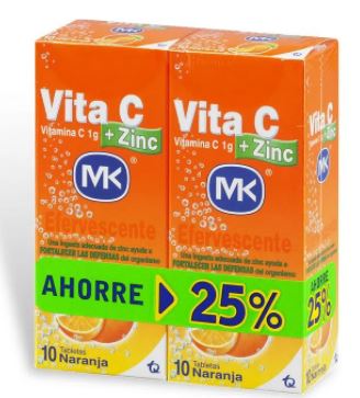 VITAMINA C + ZINC EFERVESCENTE  (MK) OFERTA X 20 TABLETAS