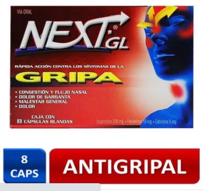 NEXT GL GRIPA X 8 CÁPSULAS