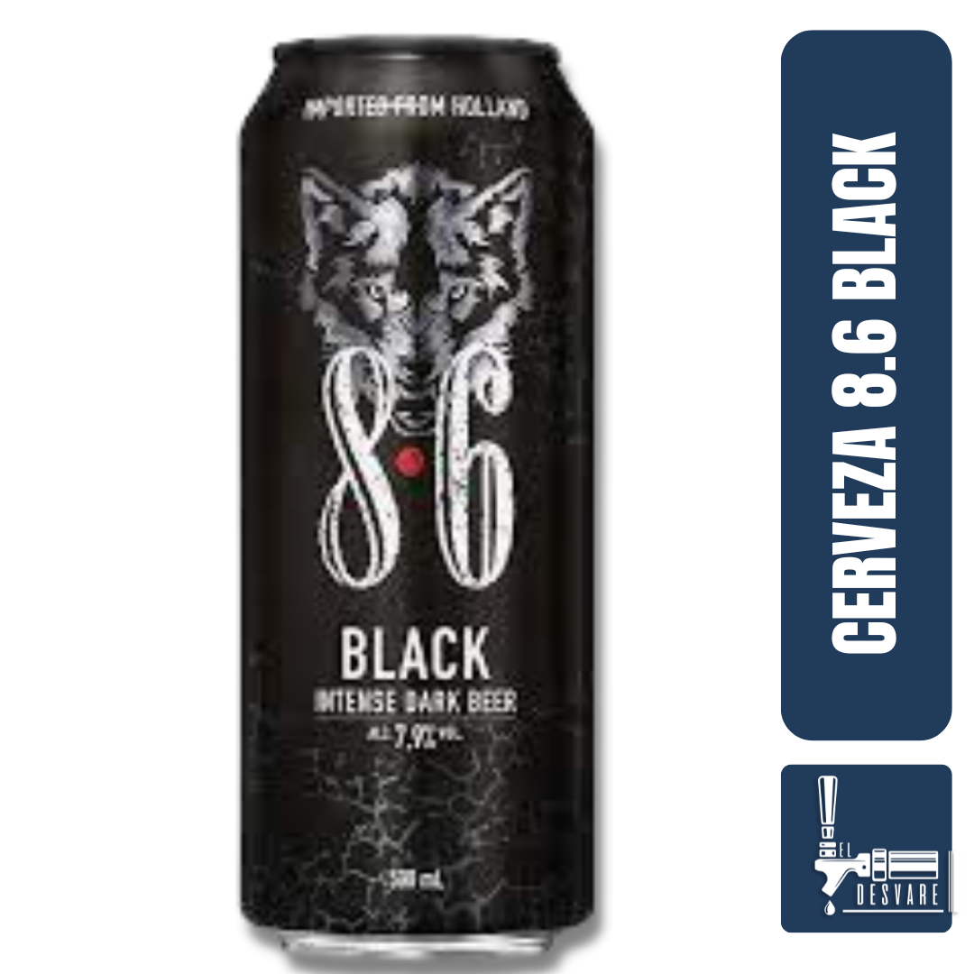 CERVEZA ALEMANA 8.6 BLACK 500ML VOL 7.9%