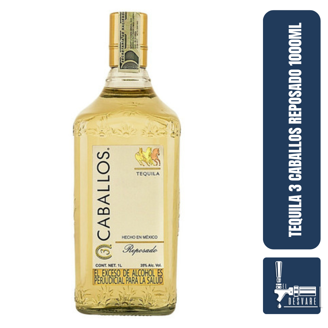 TEQUILA REPOSADO TRES CABALLOS 1000ML