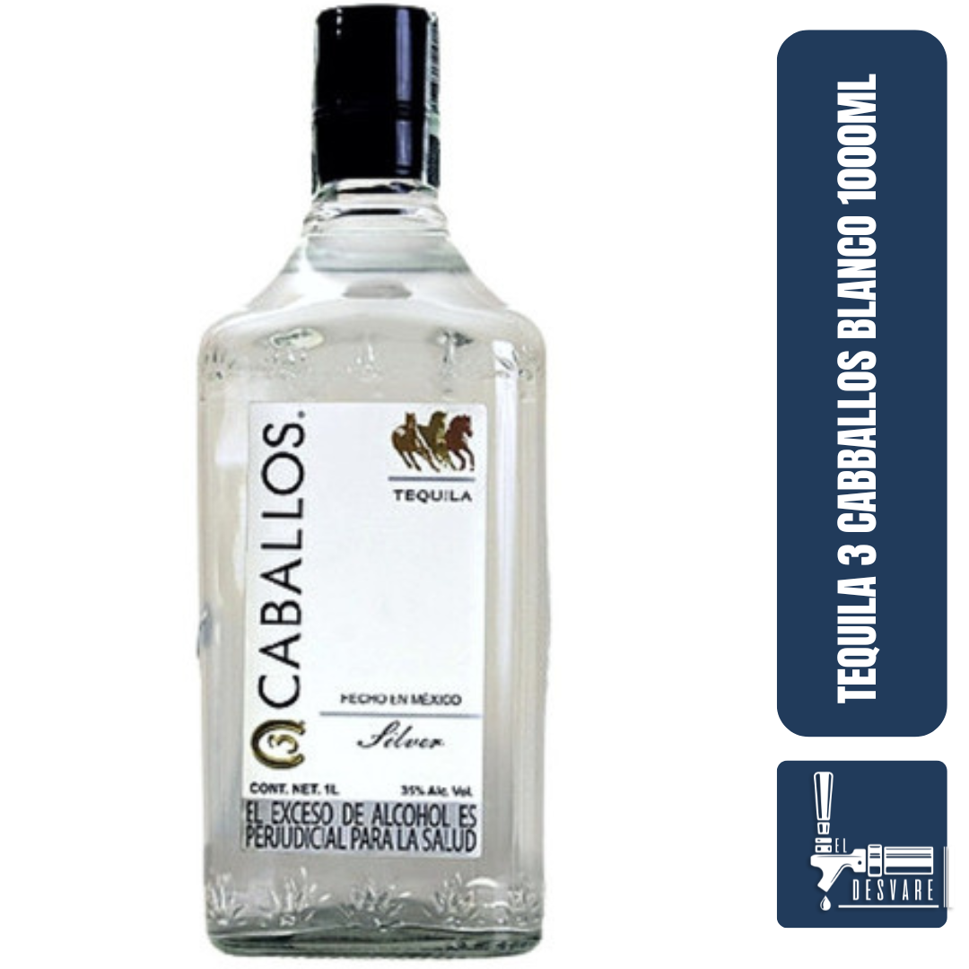TEQUILA TRES CABALLOS SILVER 1000ML