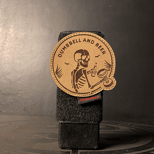 LEATHER PATCH DUMBELLS AND BEER