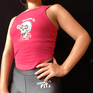 CROPTOP RIB SKULL EYES HAPPY FACE