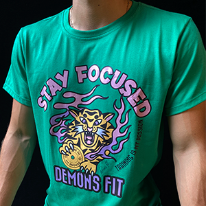 TSHIRT STAY FOCUSED DEMONS FIT/XL/VERDE ANTIOQUIA