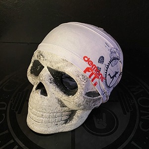 BANDANA/MAN RUNNING IN A WHEEL/ WHITE