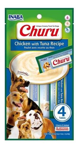 CHURU DOG  CHICKEN WITH TUNA (PERRO POLLO Y ATUN) 56 GR X4