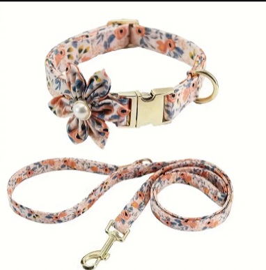 SET COLLAR, MOÑO Y TRADILLA FLORAL TALLA L (CALABAZA)