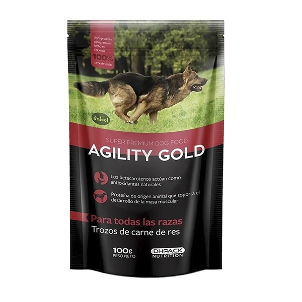 Agility Gold En Trozos de Carne de Res 12 x 100 Gr