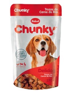 POUCHE CHUNKY DELIDOG TROZOS CARNE DE RES X 250GR