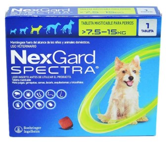 NEXGARD SPECTRA 7.5A15 KG (38/8 MG) VERDE CAJA X 1 TAB