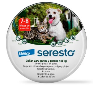 Collar Seresto perro y gato hasta 8 kg