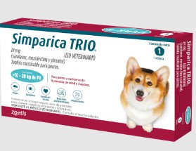 SIMPARICA TRIO CAJA X 1 TAB. (10 - 20kg) AZUL
