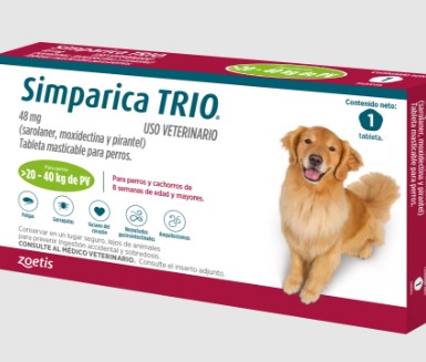 SIMPARICA TRIO CAJA X 1 TAB. (20 - 40kg) VERDE