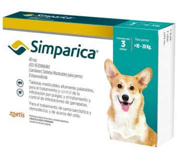 SIMPARICA 40 Mg (10-20kg) CAJA 1 TABLETA