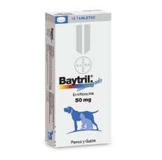 BAYTRIL 50 MG SABORIZADO CAJA X 10 TAB (ENROFLOXACINA)