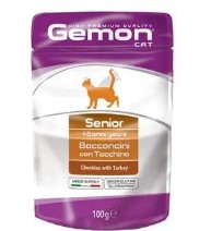 GEMON POUCH CAT SENIOR X 100 GR WITH TURKEY