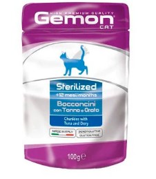 GEMON POUCH CAT STERILIZED X 100 GR WITH TUNA/DORY