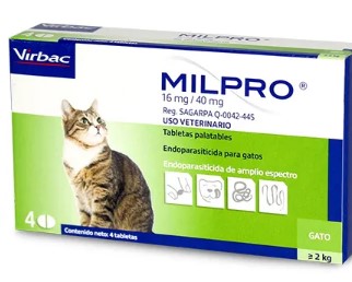 MILPRO GATO + 2 KG X UNIDAD (16 MG/40MG)