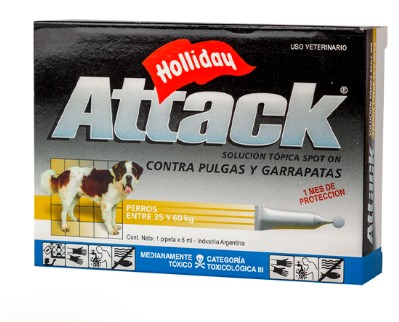 ATTACK PERRO 1 PIPETA X 6,ML (ENTRE 35 Y 60KG)