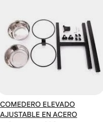COMEDERO ELEVADO AJUSTABLE EN ACERO (17CM ) INOXIDABLE
