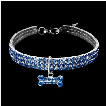 COLLAR HUESITO PARA PERRO Y GATOS-M AZUL