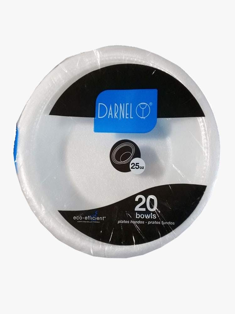 Plato 25onz Hondo Icopor Blanco x 20und Darnel