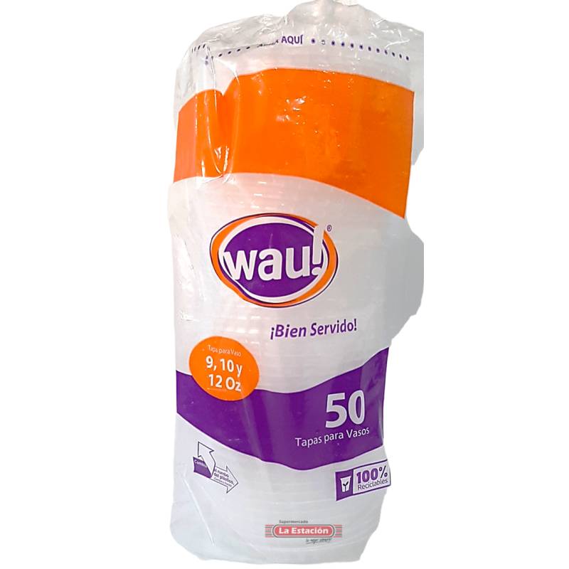 Tapa Vaso Plana 9, 10 y 12 onzas Wau! 50und