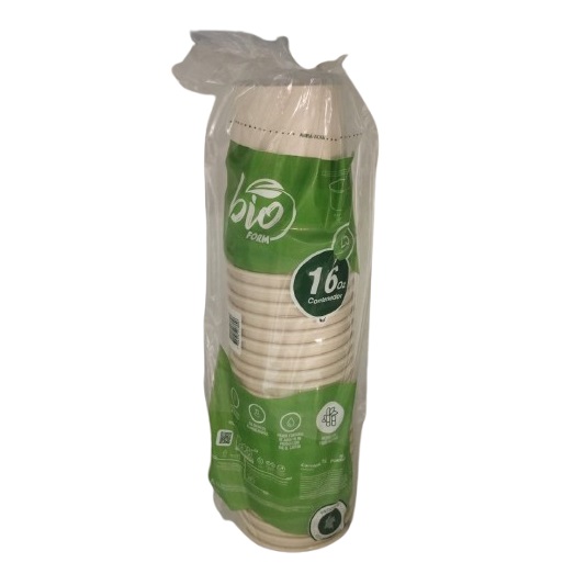 Contenedor 16onz x 25und Carton Bioform