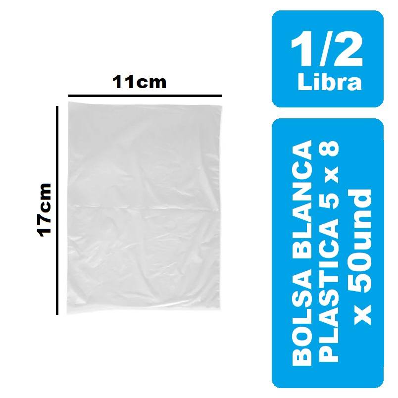 Bolsa 1/2 Libra 5x8 Blanca x 50und