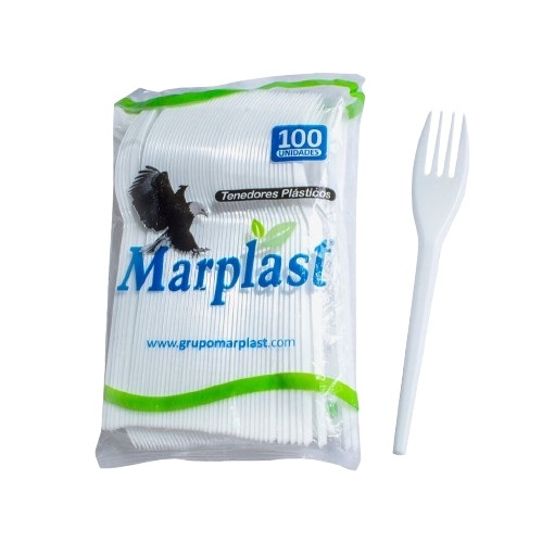 Tenedor Blanco Marplast x 100und