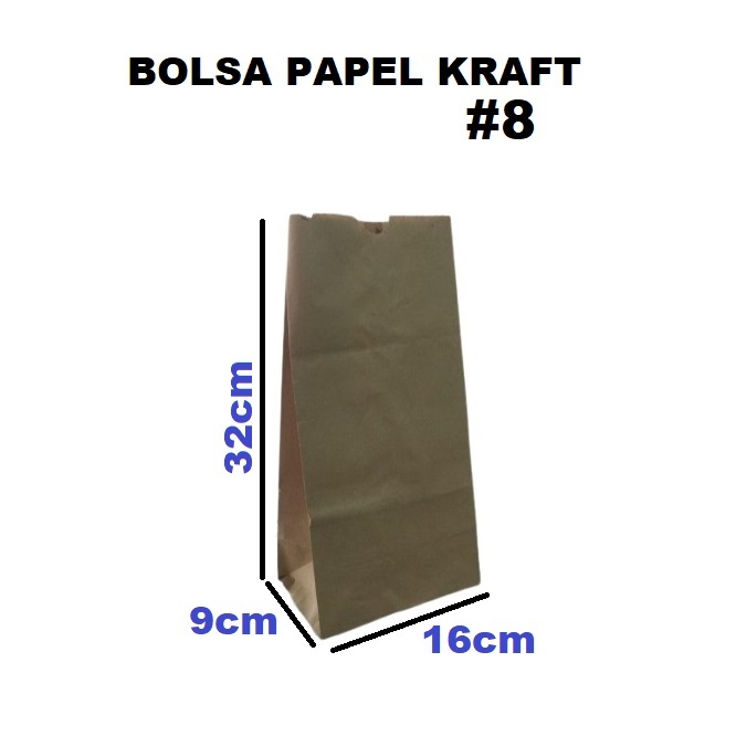 Bolsa Papel Kraft 8 Libra x 100und