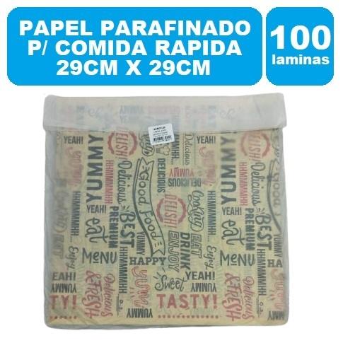 Papel Parafinado Comida Rapida Lamina 29x29cm Marron Yummy 100und