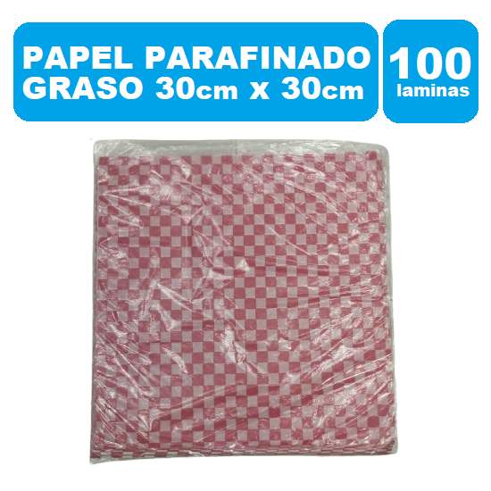 Papel Parafinado Graso Lamina 30x30cm Cuadro Rojo 100und