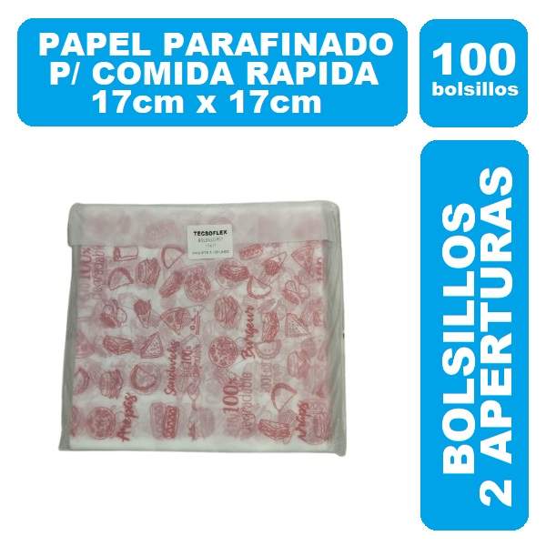 Papel Parafinado Bolsillo 17x17cm Figuras Rojas 100und