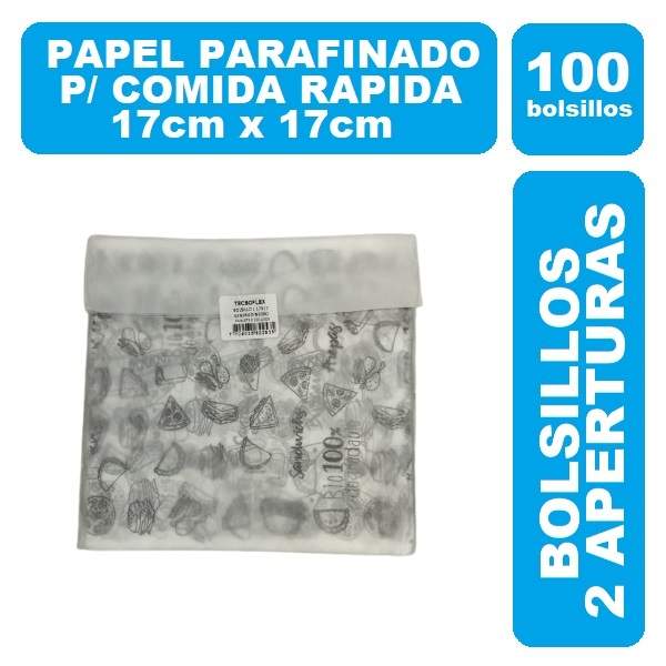 Papel Parafinado Bolsillo 17x17cm Figuras Negras 100und