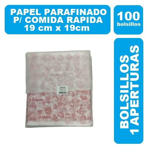 Papel Parafinado Bolsa 17x20cm Figuras Rojas 100und