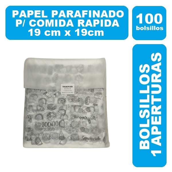 Papel Parafinado Bolsa 17x20cm Figuras Negras 100und