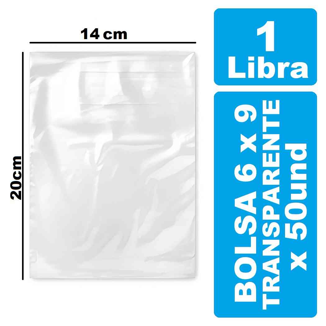 Bolsa 1 Libra 6x9 Transparente x 50und