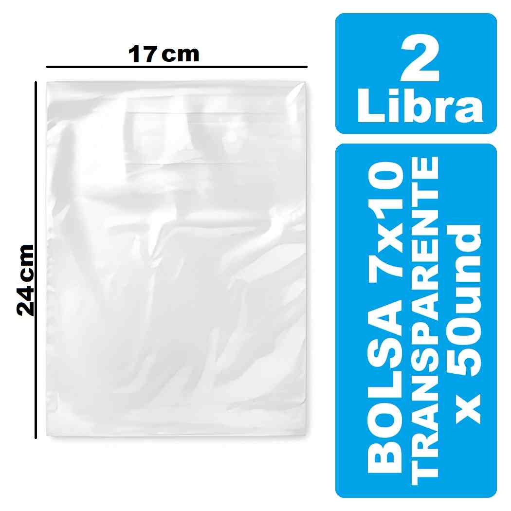 Bolsa 2 Libra 7x10 Transparente x 50und
