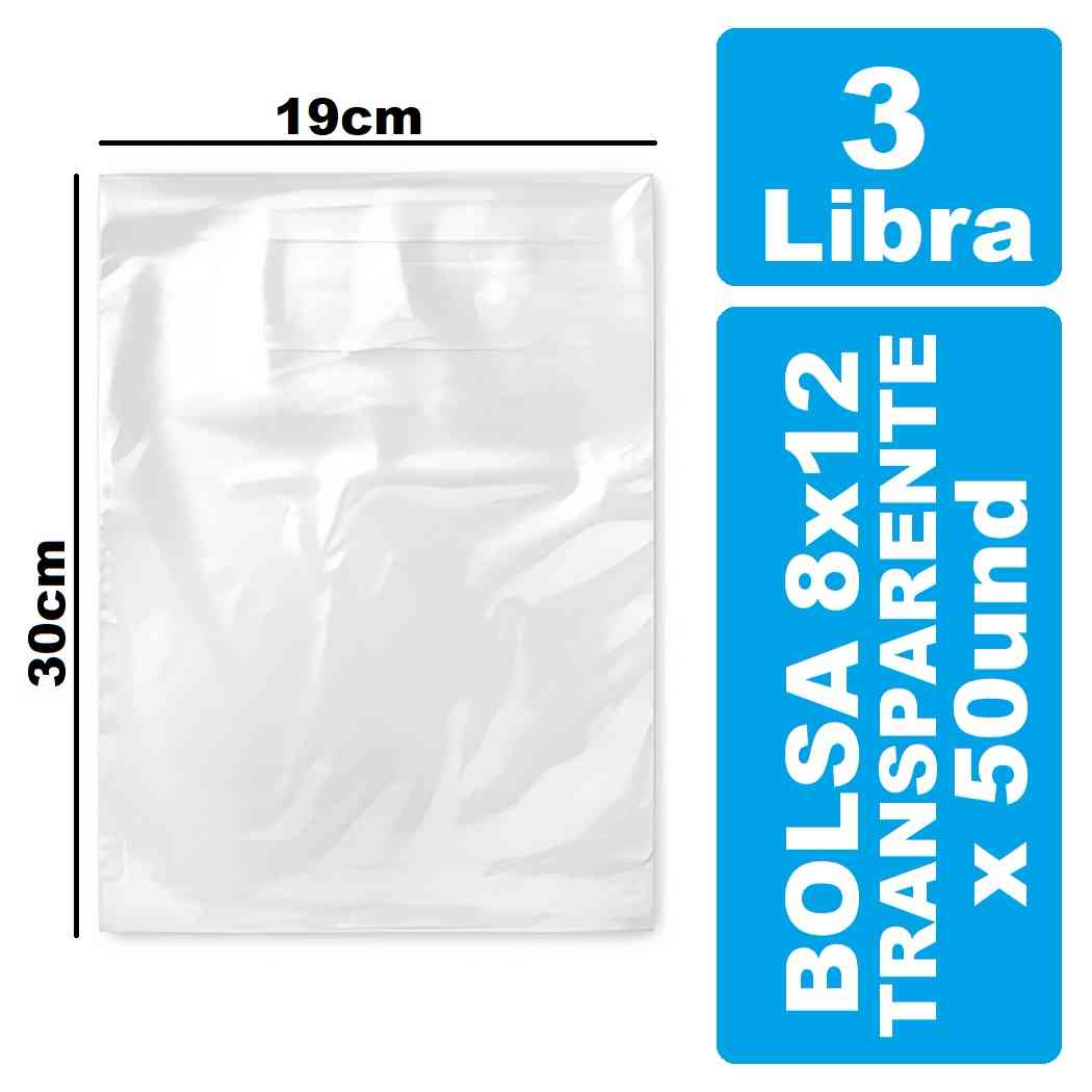Bolsa 3 Libra 8x12 Transparente x 50und