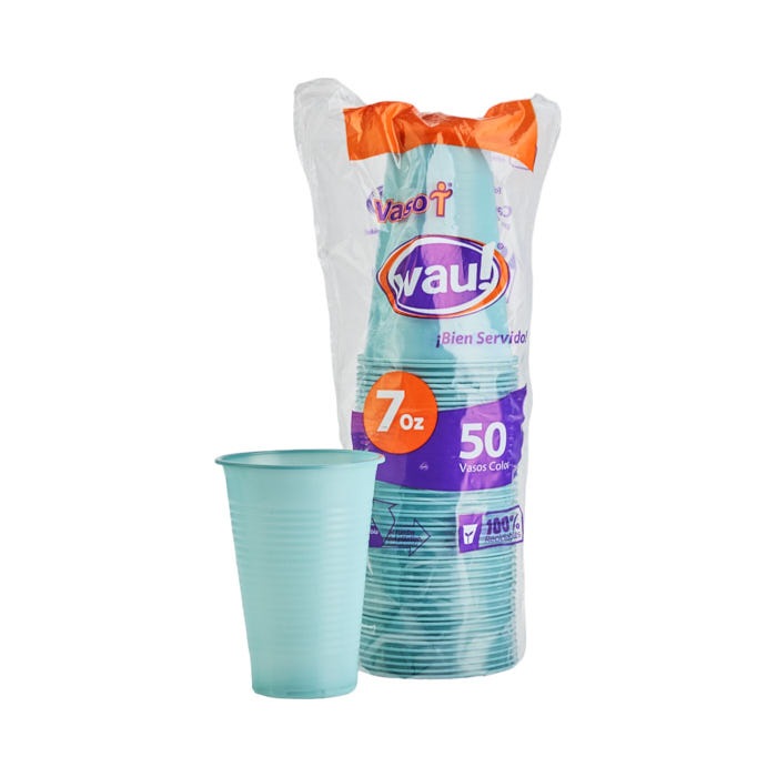 Vaso 7onz x 50und Color Wau!