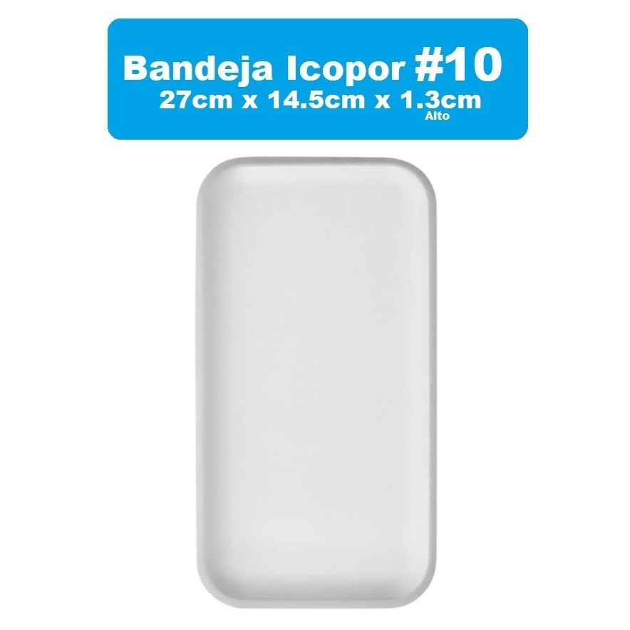 Bandeja 10 Blanca Icopor Plana 1.3cm D201001