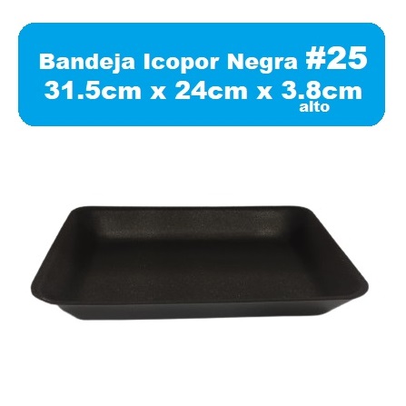 Bandeja 25 Negra Icopor Alta 3.8cm D2152599