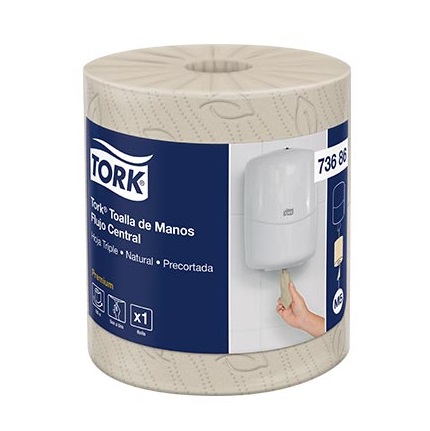 Toalla Mano Flujo Central Natural 100mt 73686