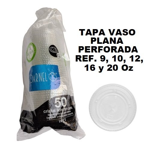 Tapa Vaso Plana Perforada x 50und Darnel